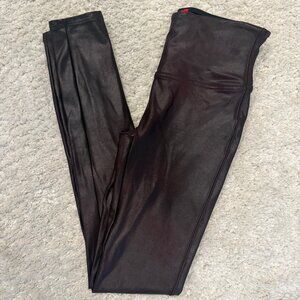 SPANX Faux Leather Leggings Small Black / Brown